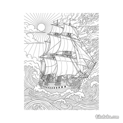 Tall Ship in a Sunset Storm