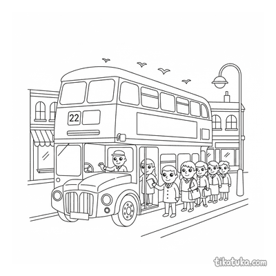 Double-Decker Bus at Stop