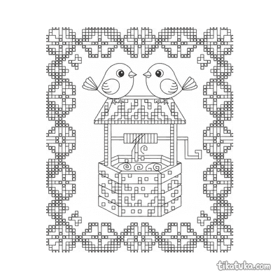 Embroidery Pattern: Well with Birds