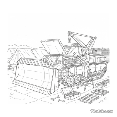 Engineer Tank under Repair at HQ