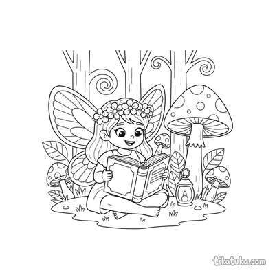 Fairy Reading a Giant Book