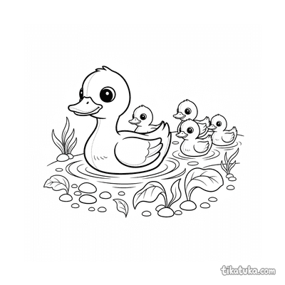 Family of Ducks Swimming