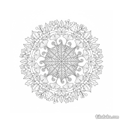Fern Leaf Botanical Circular Mandala