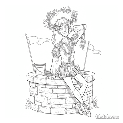 Festival Dancer Resting by the Well