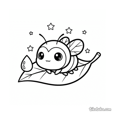Firefly Glowing on a Leaf at Night