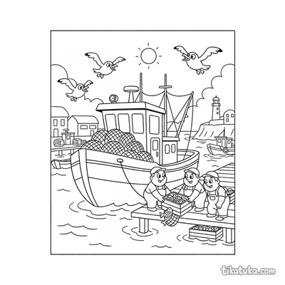 Fishing Trawler at Harbor Dock
