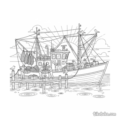 Fishing Trawler Unloading Catch