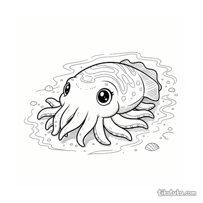 Cuttlefish Crawling on Warm Sand