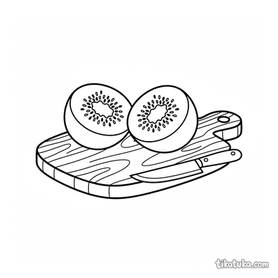 Kiwi Fruit Half on Cutting Board