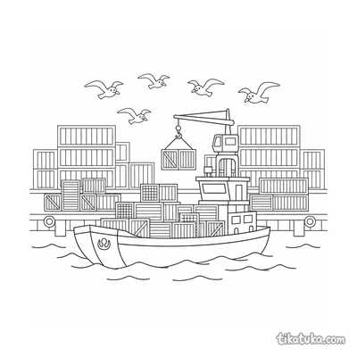 Cargo Barge in Harbor