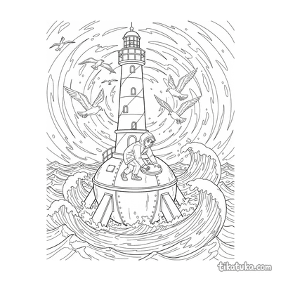 Floating Lighthouse in a Stormy Sea