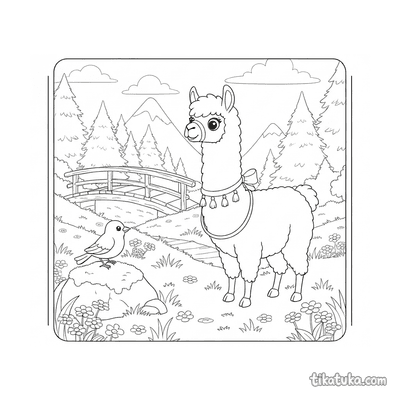 Fluffy Llama in Mountain Meadow