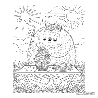 Monster Chef Decorating Cupcake