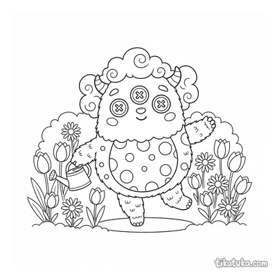 Fluffy Monster Dancing in the Garden