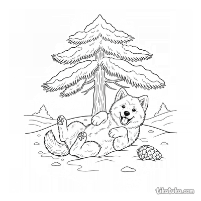 Fluffy Samoyed Puppy in the Snow