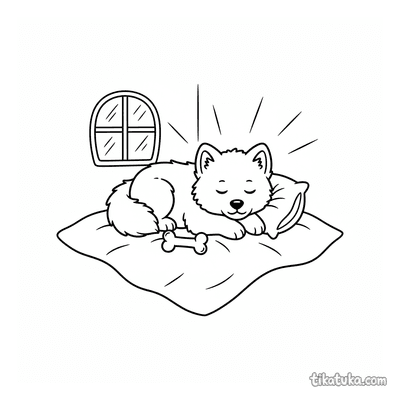 Fluffy Samoyed Puppy Sleeping