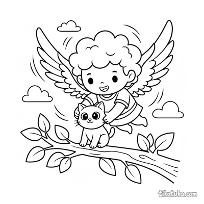 Flying Hero Rescuing a Kitten