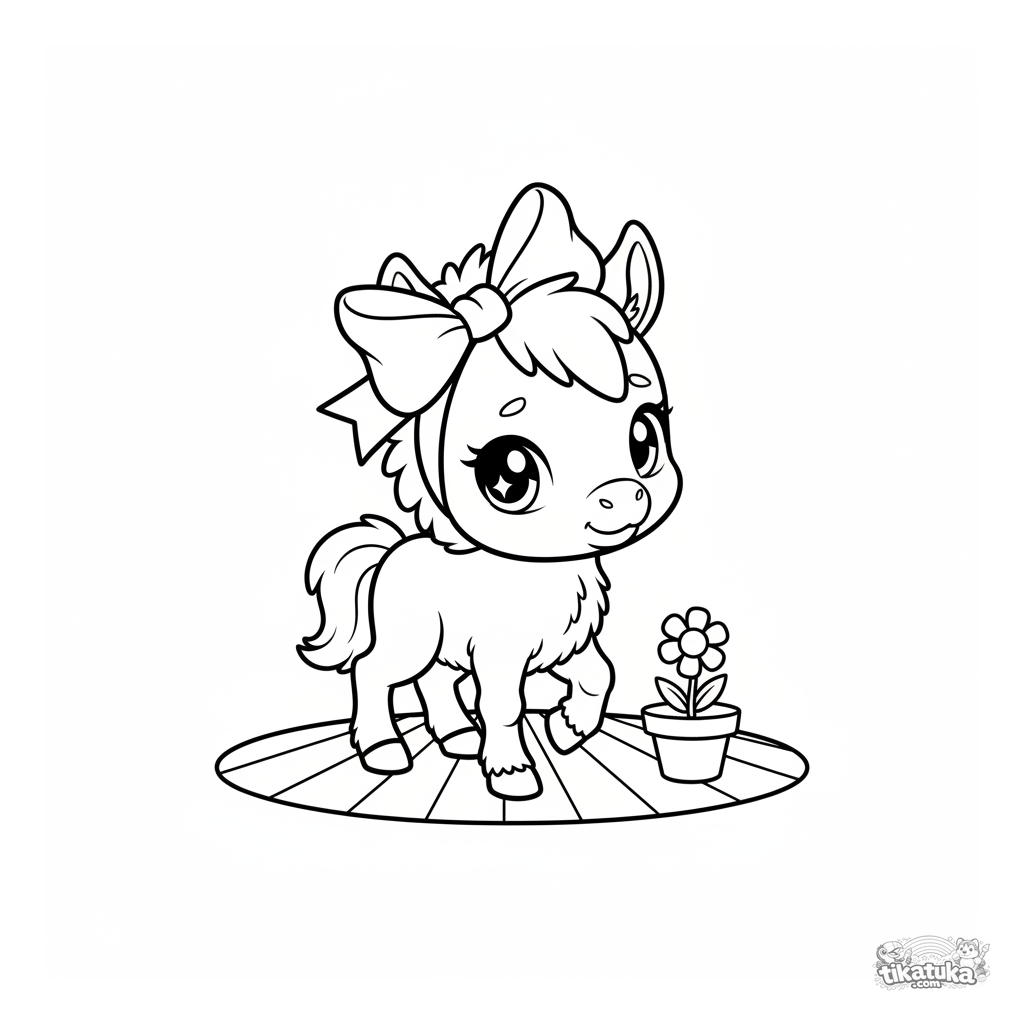 Foal's Stage Debut with Big Bow
