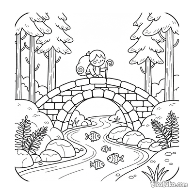 Arched Bridge over Forest Stream