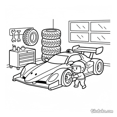 Formula Race Car in Garage