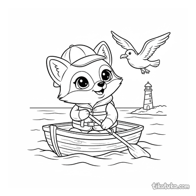 Fox Foxy the Sailor on a Tiny Boat