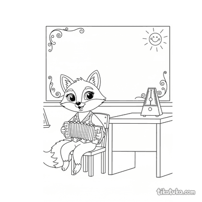 Fox Musician with Accordion