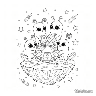 Alien Family on Asteroid