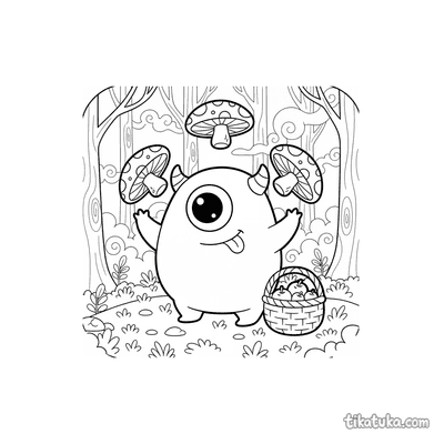 Friendly Cyclops Juggling Mushrooms
