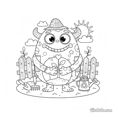 Recycled Monster Planting a Tree
