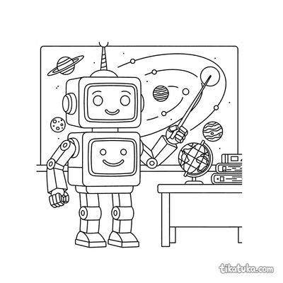Robot Teacher Explaining Planets
