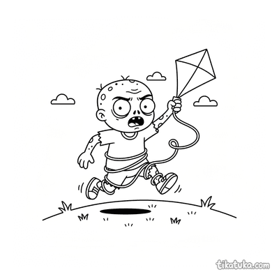 Friendly Zombie Trying to Fly a Kite