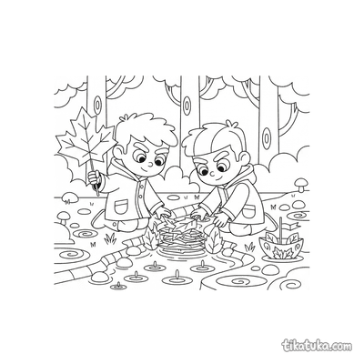 Friends Building a Leaf Dam