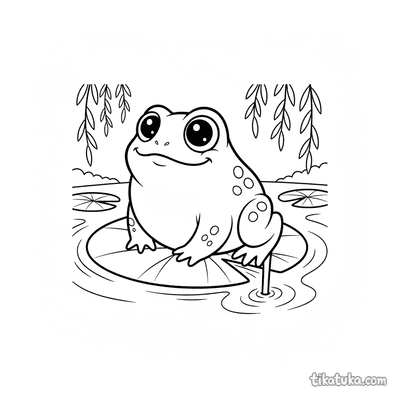 Frog on a Lily Pad by the Stream