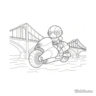 Patrol Hoverbike Over River Bridge