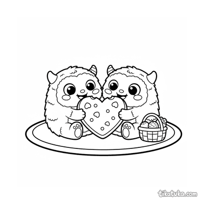Two Fuzzy Monsters Sharing a Cookie
