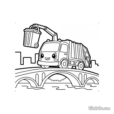 Garbage Truck on the Bridge
