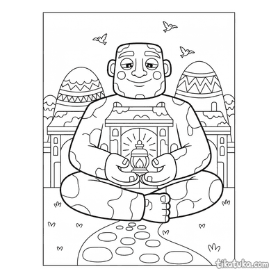 Gentle Giant Guarding Temple Gates