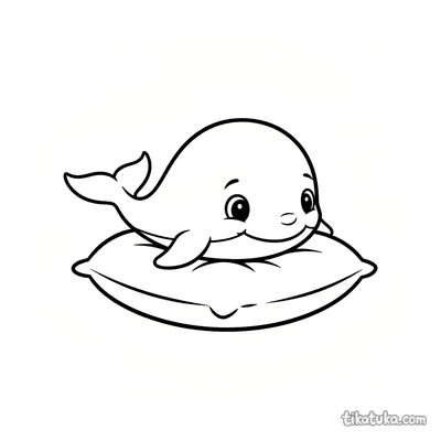 Gentle Whale Stuffed Toy on Cushion