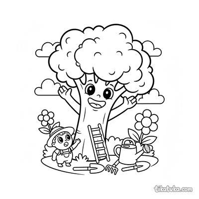 Giant Broccoli and Tiny Gardener