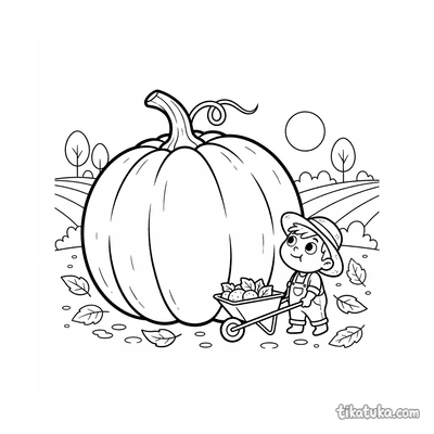 Giant Pumpkin with Tiny Farmer