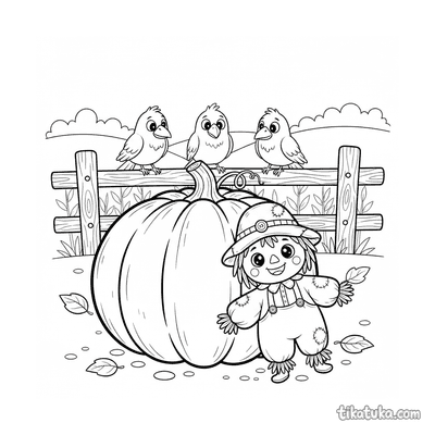 Giant Pumpkin with Tiny Scarecrow