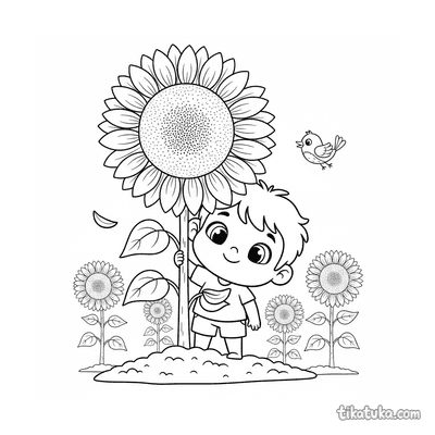 Giant Sunflower and Child