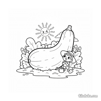 Giant Zucchini with Tiny Gardener