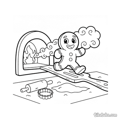 Gingerbread Man Escaping from Oven