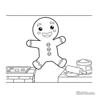 Gingerbread Man Escaping Oven