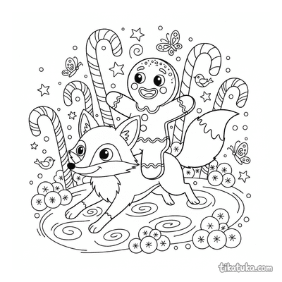Gingerbread Man Riding a Fox