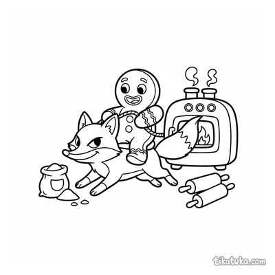 Gingerbread Man Riding a Fox