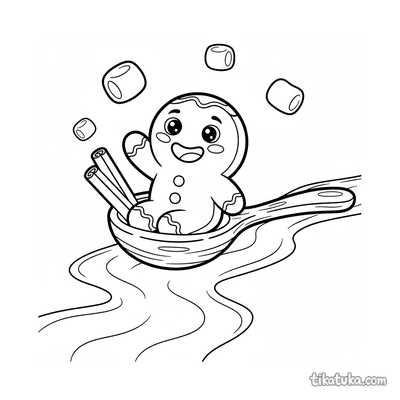 Gingerbread Man Riding Spoon Boat