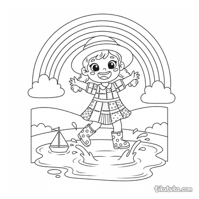 Girl Jumping in a Puddle