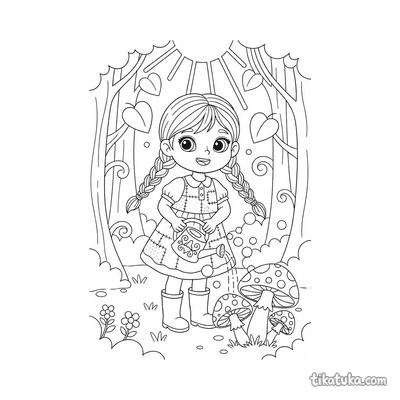 Girl in a Mushroom Forest